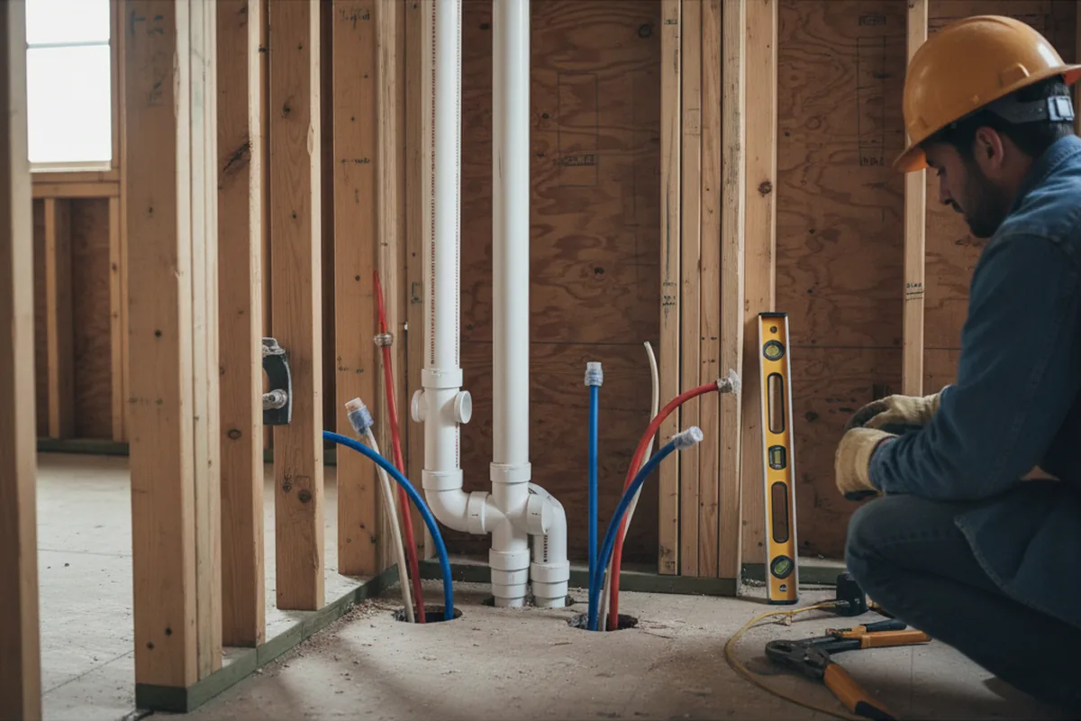 Drain and supply rough-in during Leak Detection in Coleman Falls